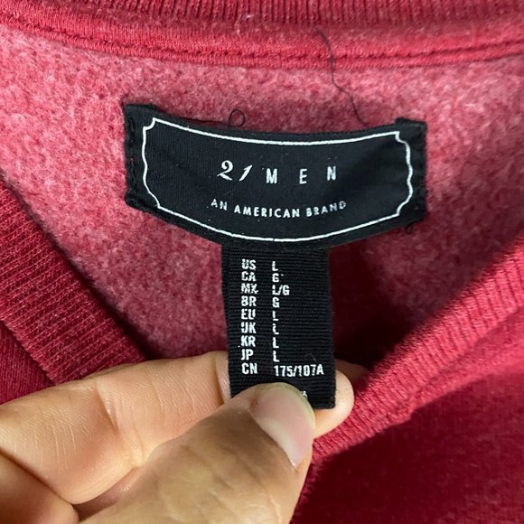 21 Men Sweatshirt Large Men's Pullover Red Cotton Blend Adults L - Picture 3 of 8